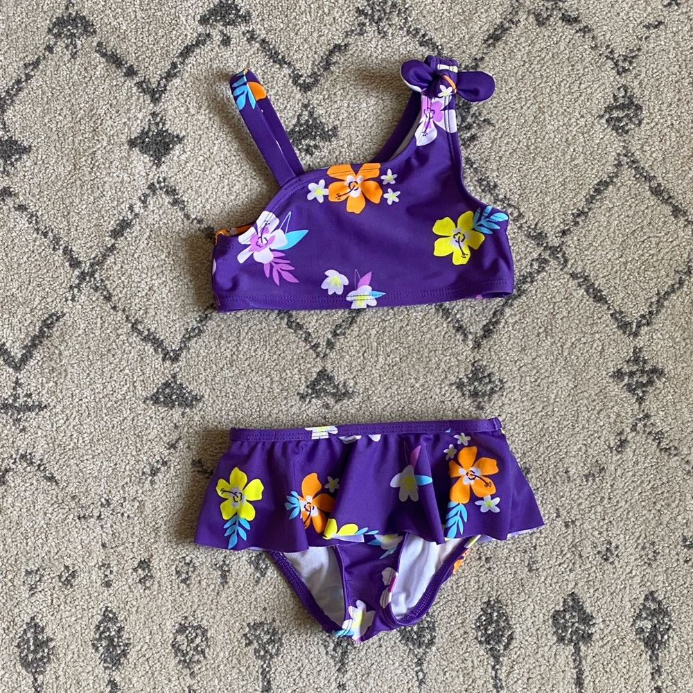 Cat & Jack Purple Floral Kids Bikini